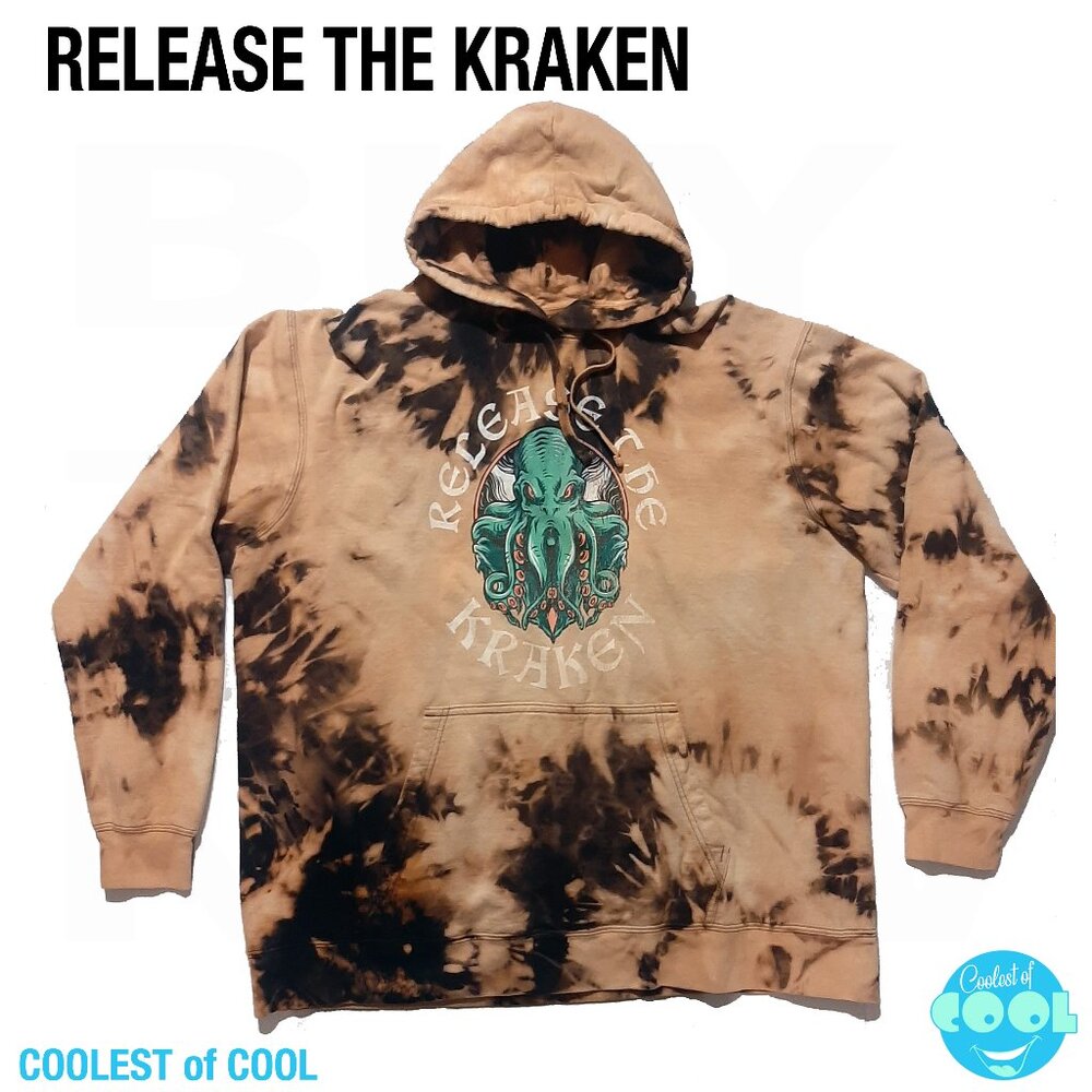 Release the Kraken Tie Dye Piratcore hoodie size XXL brown gold octopus graphic
